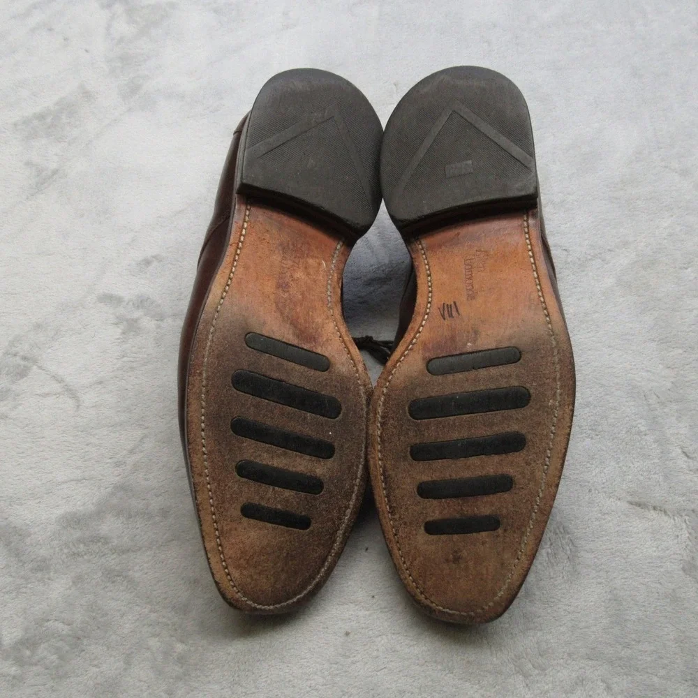 Allen Edmonds Burton Dress Shoes Men 9.5 3E Brown Leather Bicycle Blucher USA